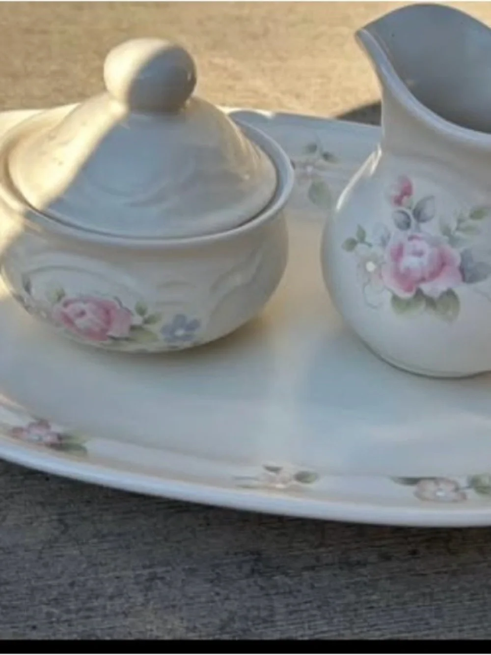 Floral Porcelain Dinner Plate - Pink and Blue Floral Design